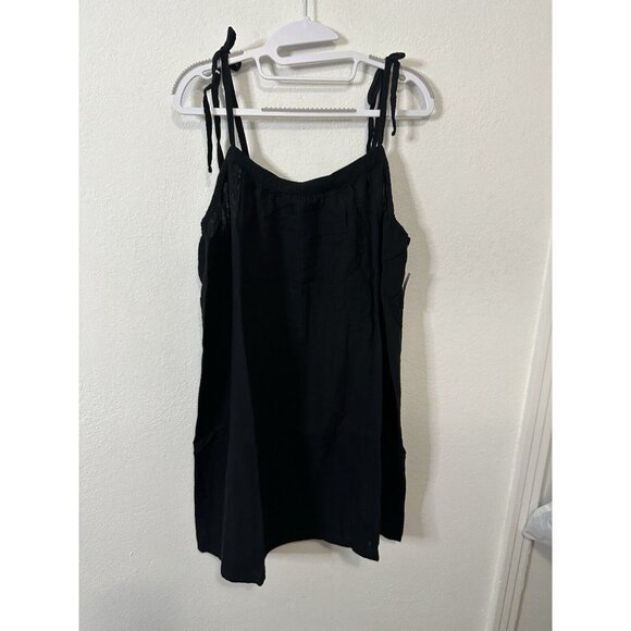 Old Navy Black Tie Tank Tunic Top Size Large - Picture 1 of 8